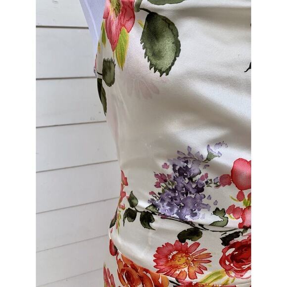 Vera Wang Floral Midi Dress - Cream, Red, Pink, Purple - Picture 6 of 16